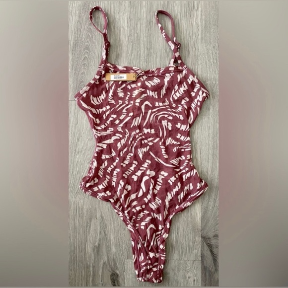 SKIMS Tops - Skims Summer Mesh Strappy Bodysuit Color Raspberry Swirl Size Medium NWT
